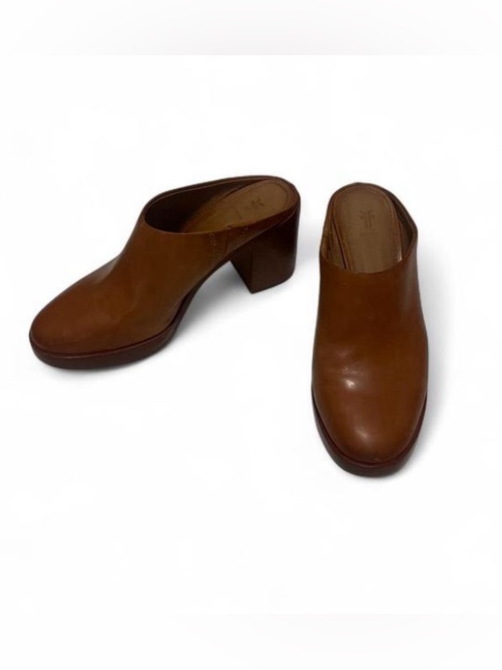 Frye Leather Mule Heels in Brown - Women's Slip-On